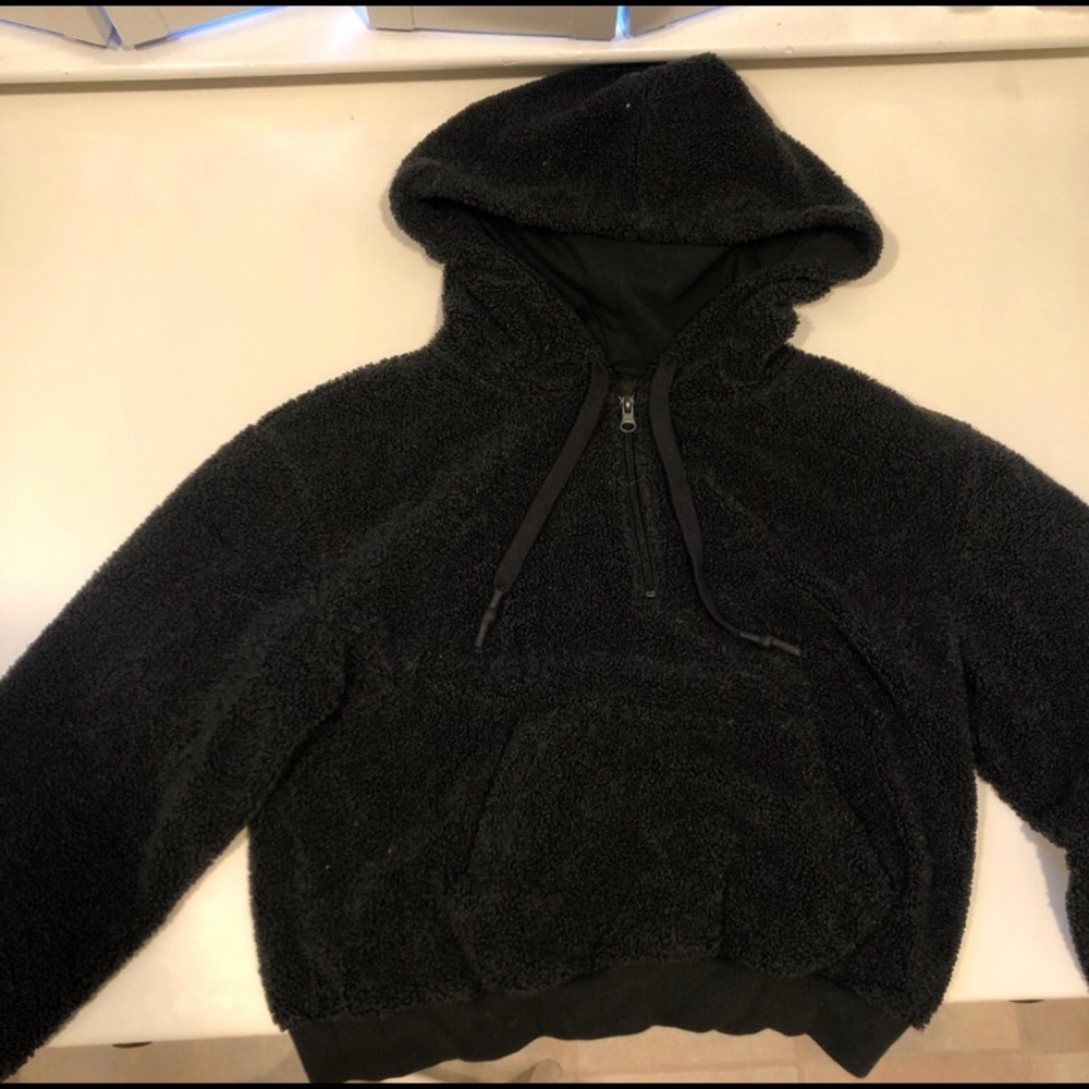 Black fluffy hoodie